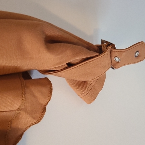 ESLEY Asymetrical Front opening Camel brown blazer Jacket Size Large NWT - Picture 5 of 7